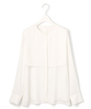 ICB L 【UVケア・速乾・接触冷感・洗える】BackSatinAmunzen デザインブラウス オフホワイト系