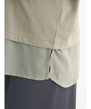 Green Parks ５分袖裾シアードッキングチュニック Khaki