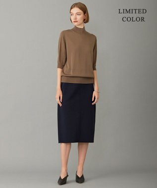 ICB 【洗える】シンセティックヤーンスムース ニットスカート ネイビー系［WEB限定］