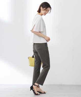 J.PRESS LADIES 【洗える】セルロースリネンストレッチ テーパード パンツ スレート系