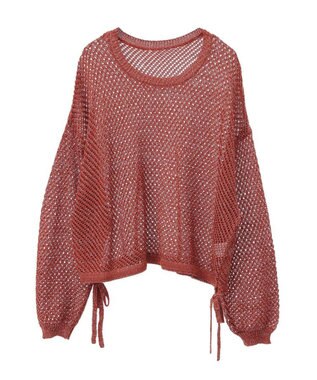 Green Parks ラメメッシュニットプルオーバー Orange