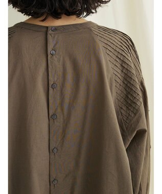 CRAFT STANDARD BOUTIQUE モチーフ刺繍ピンタックブラウス Khaki