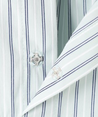 J.PRESS LADIES 【洗える】BEZ VEGA ストライプ フリルネック ブラウス スカイブルー系1