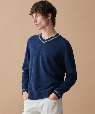 JOSEPH ABBOUD 【イタリア糸使用・清涼感・軽量・洗える】スラブギマ　Vネックニット