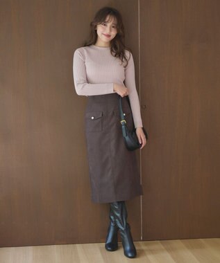 Feroux 【洗える】ロゴリブ プルオーバー ニット ピンク系