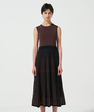 GRACE CONTINENTAL バイカラーシアーニットワンピース ブラウン