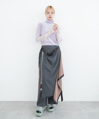 COQ MULTI WAY SAILER ラップスカート付きパンツ チャコール