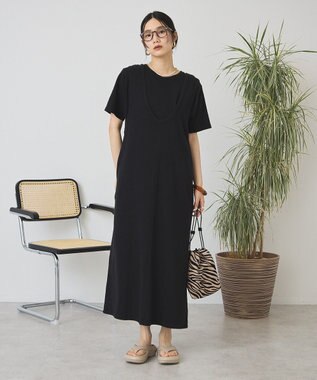 AMERICAN HOLIC 【2点セット】Tシャツ＋Uネックワンピース Black