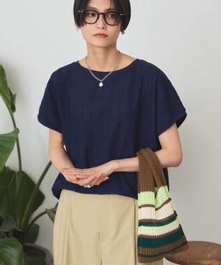AMERICAN HOLIC フレンチスリーブ総レースプルオーバー Navy