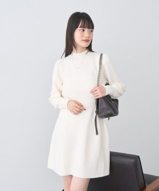 earth music&ecology ウエストリブフレアニットミニワンピース Ivory