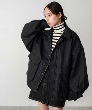 WEGO 【ユニセックス着用ITEM】エコレザー2WAYフライトジャケット ブラック