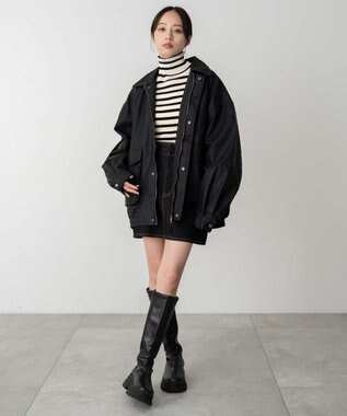 WEGO 【ユニセックス着用ITEM】エコレザー2WAYフライトジャケット ブラック