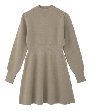 earth music&ecology ウエストリブフレアニットミニワンピース Mocha