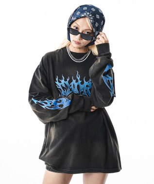 WEGO 【ユニセックス着用ITEM】フレイムグラフィックBIGT（LS） ブラック