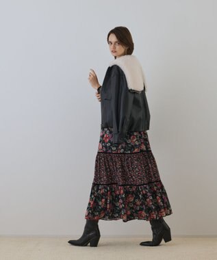 GRACE CONTINENTAL ボタニカルティアードワンピース ブラック