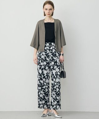 ICB L フライスリーブ Vネックカーディガン スティールカーキ