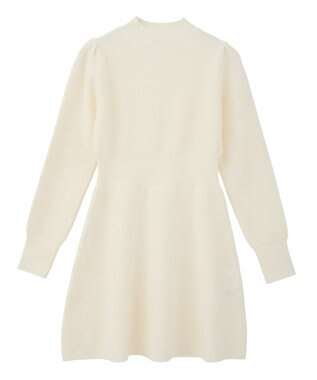 earth music&ecology ウエストリブフレアニットミニワンピース Ivory