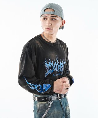 WEGO 【ユニセックス着用ITEM】フレイムグラフィックBIGT（LS） ブラック
