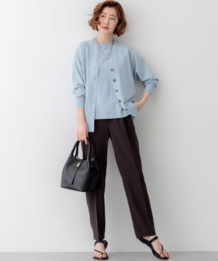 23区 L 【先行予約】レーヨンポリエステルストレッチ フレンチスリーブ ニット スカイブルー系