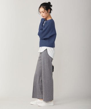 ICB L 【洗える】 ソフトカシミヤミックス ドルマンスリーブニット サックスブルー系