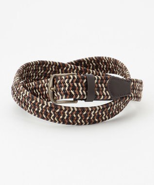 JOSEPH ABBOUD 【キングサイズ・伸びる】ダブルメランジレザーメッシュ ベルト