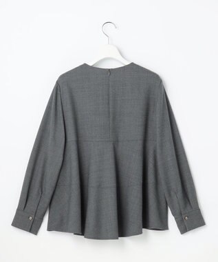 自由区 L 【SHIHOさん着用】ソフトウールブレンドペプラム ブラウス チャコールグレー