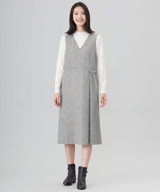 J.PRESS LADIES L 【WEB限定カラーあり】ツイードツイル ジャンパー ドレス ライトグレー系