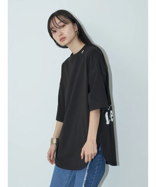 earth music&ecology Ｌｅｅ×ｅ．ｍ．ａ．ｅ　ＲＯＵＮＤＨＥＭ　ＴＥＥ Black