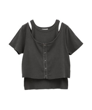 Green Parks ・swing by SET2点カーディガン&タンク Charcoal Gray