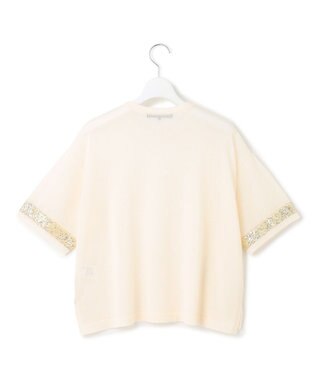 23区 L 【洗える】スパンコールシアー ニットT アイボリー系