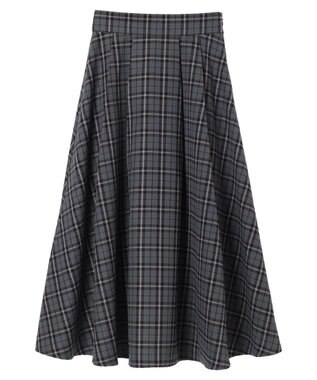 earth music&ecology チェックフレアスカート Check Gray