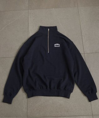 WEGO 【ANGIE VINTAGE】ワンポイント刺繍ハーフZIPスウェットプルオーバー ネイビー