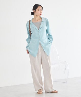 earth music&ecology 【セットアップ対応】リネンライクリラックスパンツ Stripe Ivory