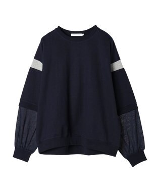 AMERICAN HOLIC 袖異素材ミニ裏毛プルオーバー Navy