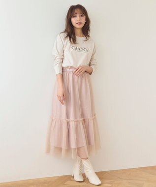 Feroux 【洗える】ラメチュール スカート ピンク系