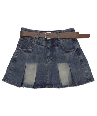 WEGO タックプリーツデニムミニスカパン デニム中濃色