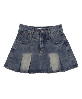 WEGO タックプリーツデニムミニスカパン デニム中濃色