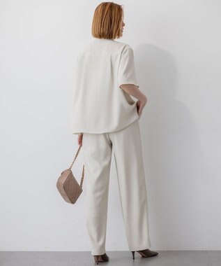 23区 【接触冷感/UVカット/吸水速乾】ストレッチジョーゼット ワイド パンツ ベージュ系