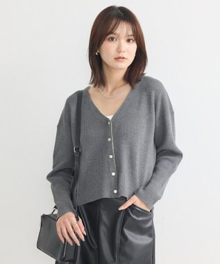 earth music&ecology コンパクトカーディガン Charcoal Gray