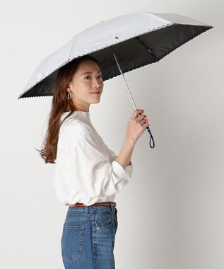 MOONBAT POLO RALPH LAUREN（ポロ ラルフローレン）晴雨兼用日傘 無地 刺繍 遮光率100% 遮熱 UV オフホワイト