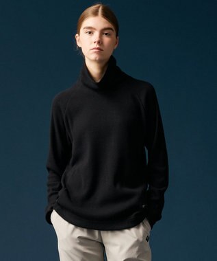 JOSEPH ABBOUD MOUNTAIN 【日本製/ソフト】ソフトウォームワッフル タートルネック Tシャツ ブラック系