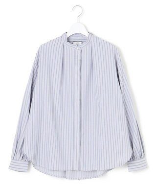 J.PRESS YORK STREET 【WOMEN】ワンウォッシュタイプライター リボンタイバンドカラー ブラウス サックスブルー系1