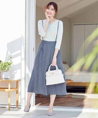 ANY SIS L 【2SET】プチフラワー パンツ セット ブルーグレー