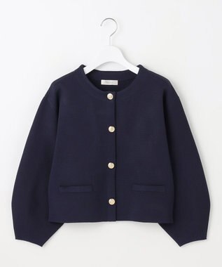 Feroux 【洗える】トラッドデザイン ニットジャケット ネイビー系