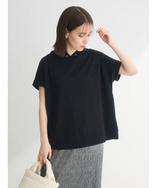 Green Parks フレンチスリーブ抜け襟カットプルオーバー Black