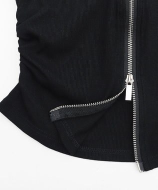 WEGO グラフィックロゴWジップSSトップス ブラック