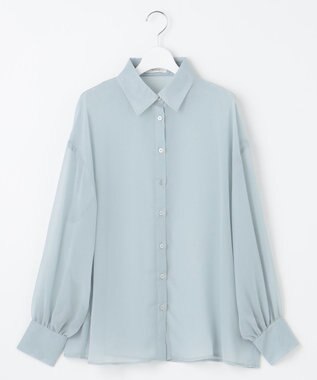 Feroux 【洗える】ベーシックシアー シャツ スカイブルー系