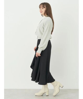 earth music&ecology ミニシャギーパールボタンカーディガン Light Gray