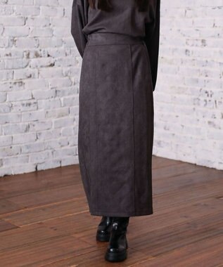 Green Parks ・ＥＬＥＮＣＡＲＥ　ＤＵＥ　エンボスナロースカート Charcoal Gray