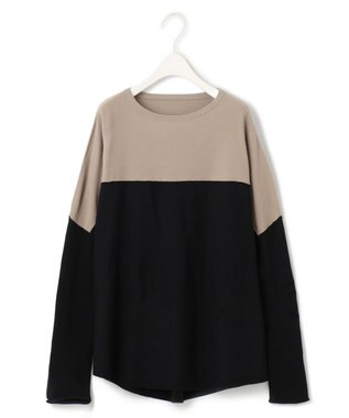 ICB 【洗える】ヴィスコースワイド プルオーバー ライトモカ×ブラック系